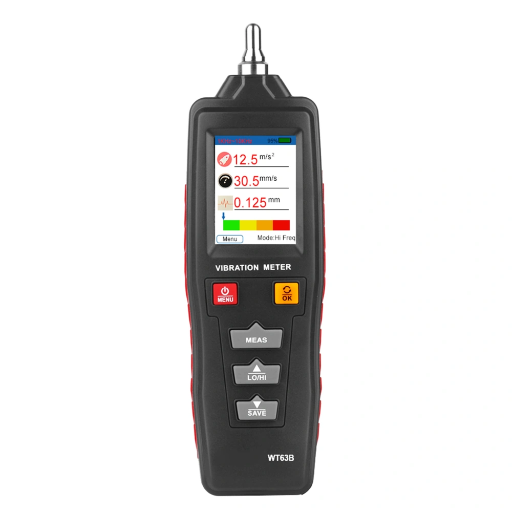 WT63B Digital Vibration Meter Handheld Vibrometer Acceleration Velocity Displacement Tester