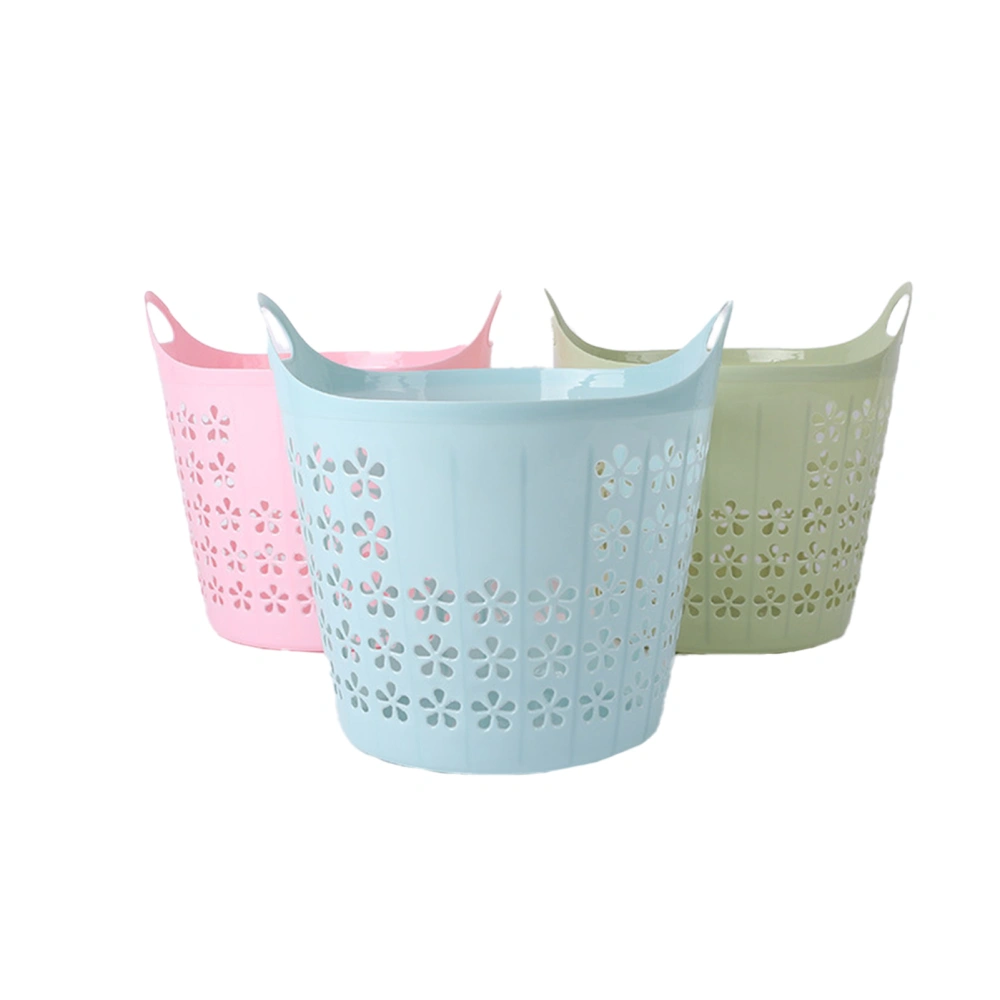 Hollow Laundry Basket Bath Storage Basket Bathroom Organizer Dirty Clothes Container (Pink)