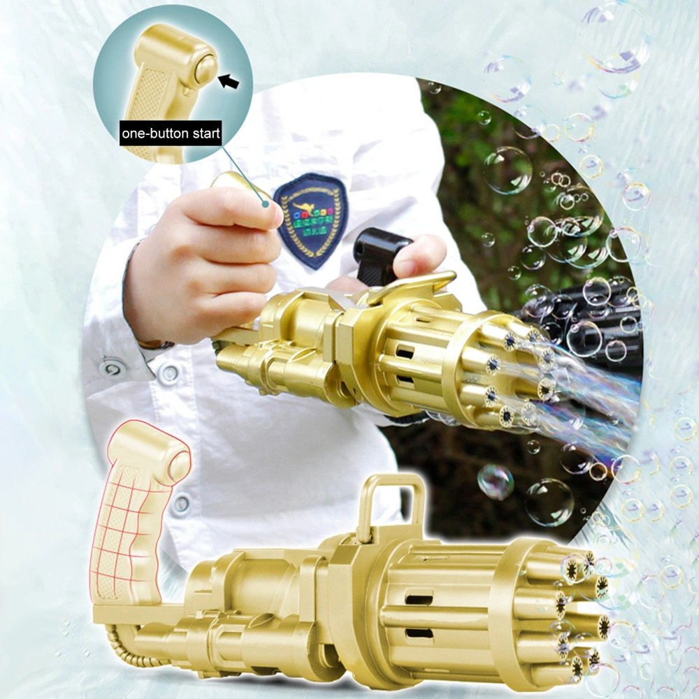 Summer Playing  Water Blowing Toys Bubble Gun Soap Bubble Blower Outdoor Toys (Gold Gatling)