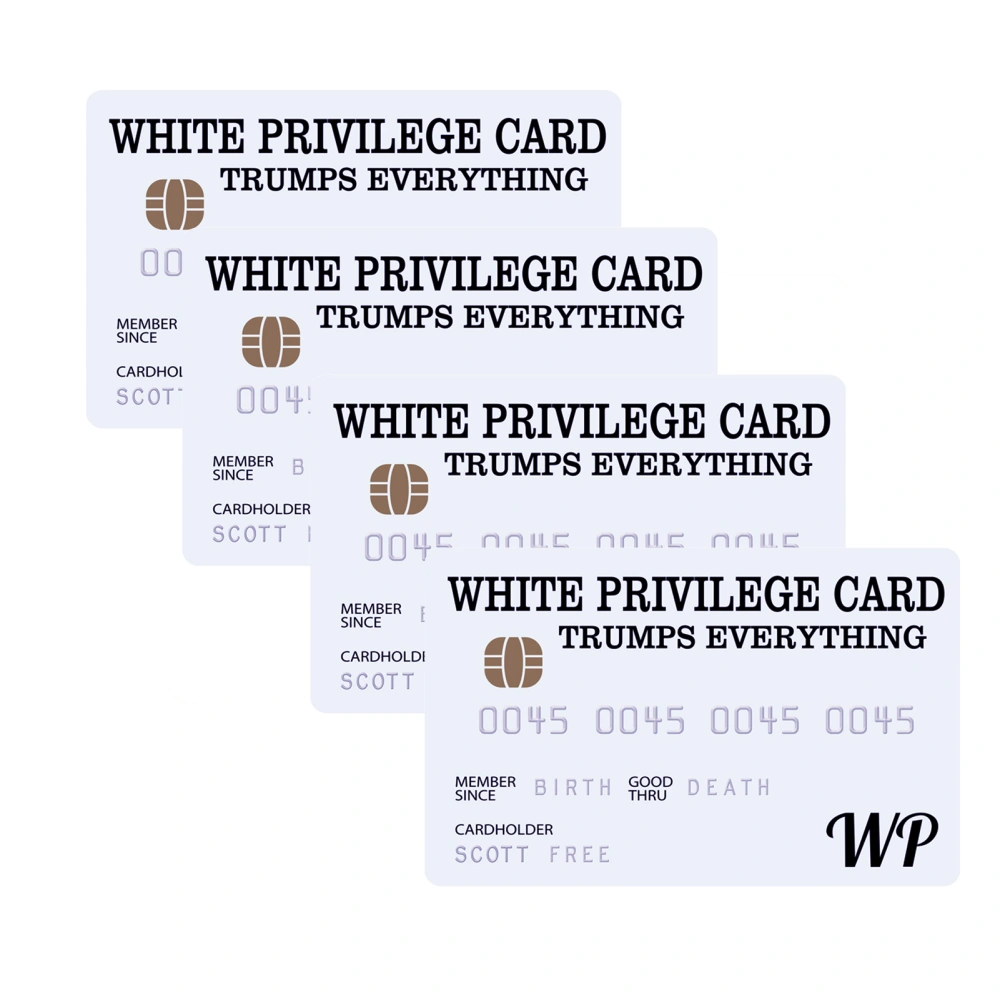 White Privilege Card Trumps Everything PVC Men Business Gift Card Anniversary Card Gifts (4pcs)