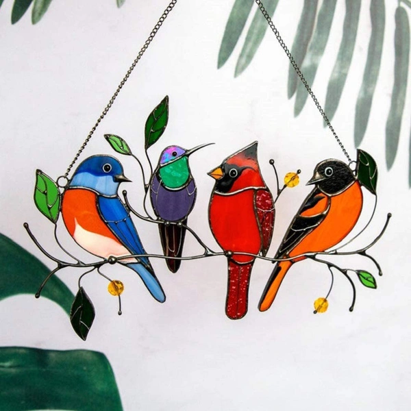 Bird series sculpture pendant for home decoration  gifts for yard decoration（4 birds）