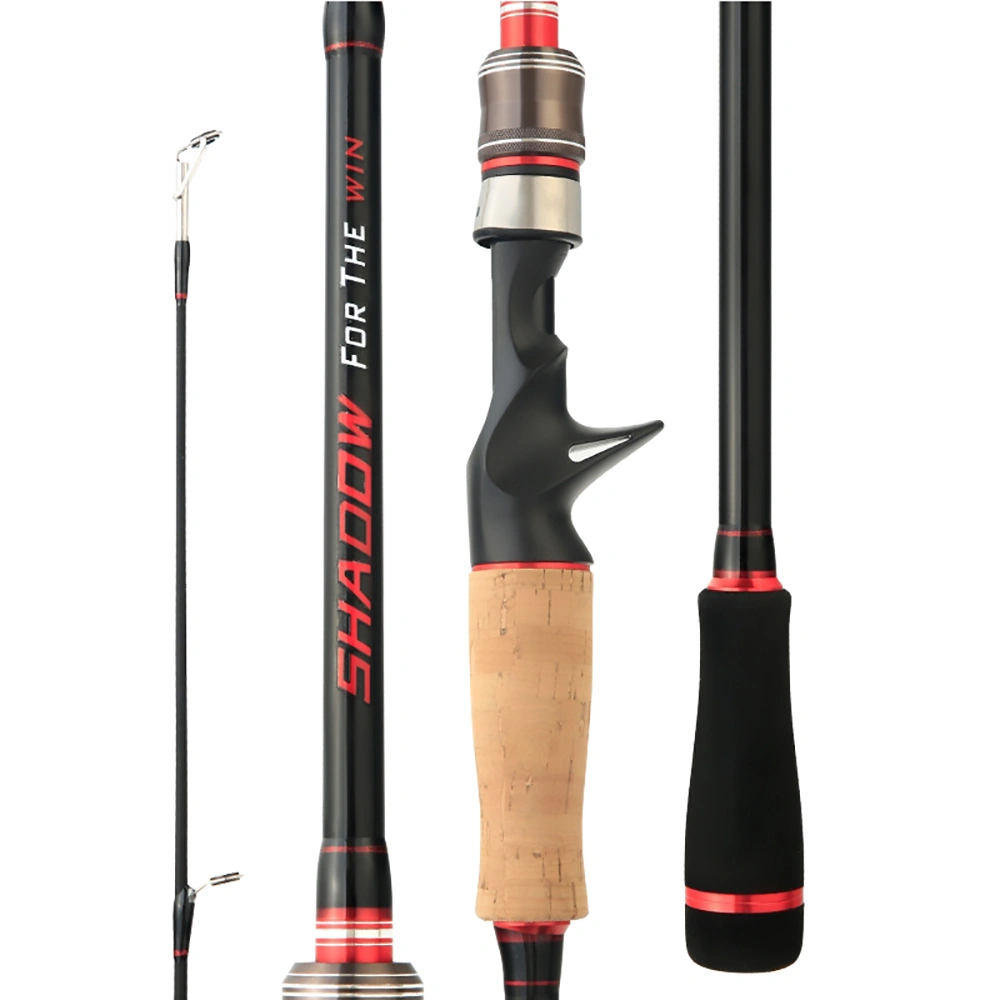 Carbon Fishing Rod M + ML 2 Tips Spinning Casting Rod Fishing Tackle (Straight Handle 1.8m)