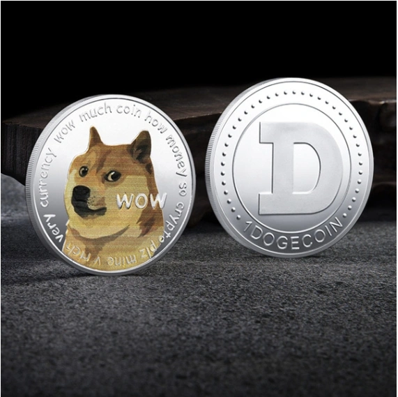 WOW Silver Plated Dogecoin Commemorative Coins Dog Pattern Dog Souvenir Collection Gift(Silver)