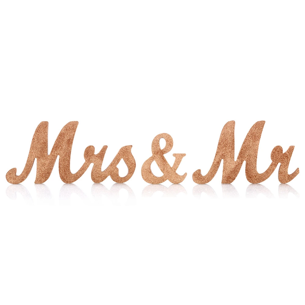 Vintage Style Rose Gold Glitter Mr & Mrs Wooden Letters for Wedding Decoration DIY Decoration