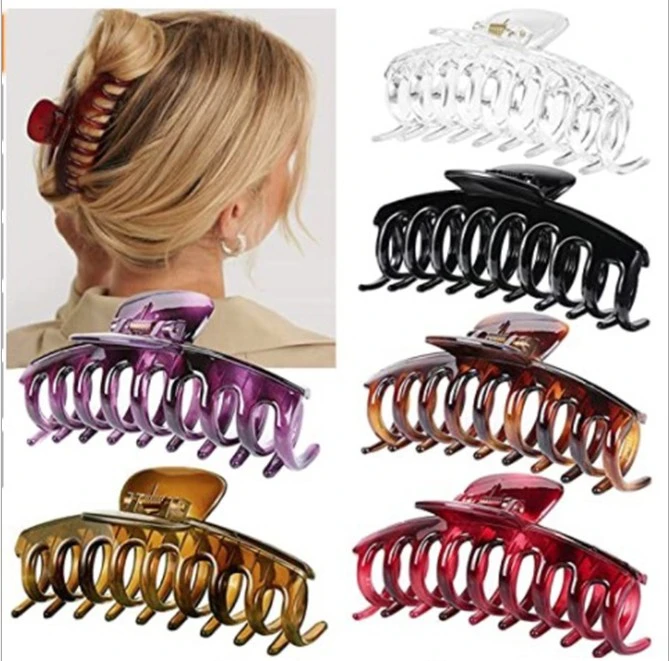 6pcs Fashion Big Hair Claw Clips Non-slip Large Claw Clip for Women and Girls Thin Hair (6pcs)