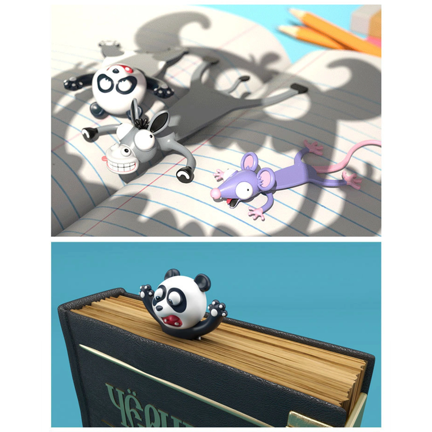 Creative 3D Stereo Bookmark Cartoon Animal Book Mark Kids Gifts Stationery(Sichuan Giant Panda)