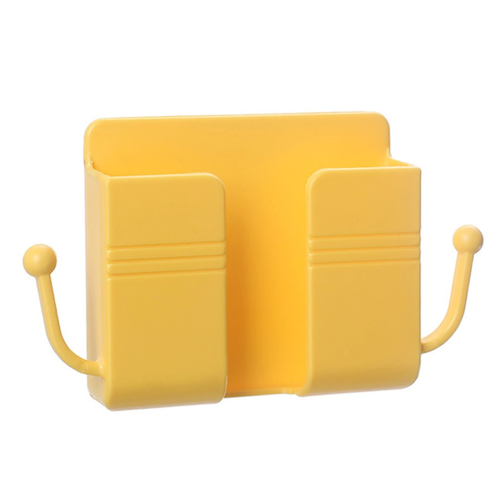 Mobile Phone Remote Control Wall Mounted Storage Box Multifunction Home Charging Holder(Yellow)