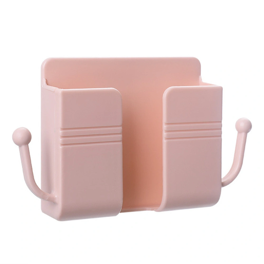 Mobile Phone Remote Control Wall Mounted Storage Box Multifunction Home Charging Holder (Pink)