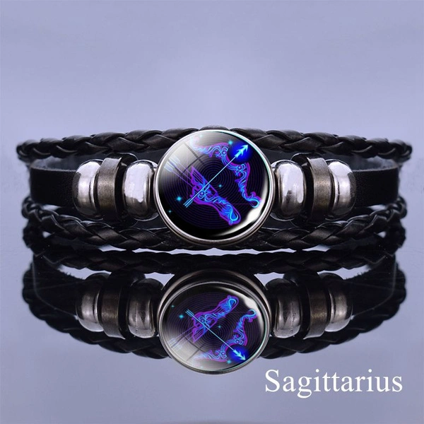 12 Constellations Bracelet Zodiac Signs Black Weave Bangles Constellation Jewelry (Sagittarius)