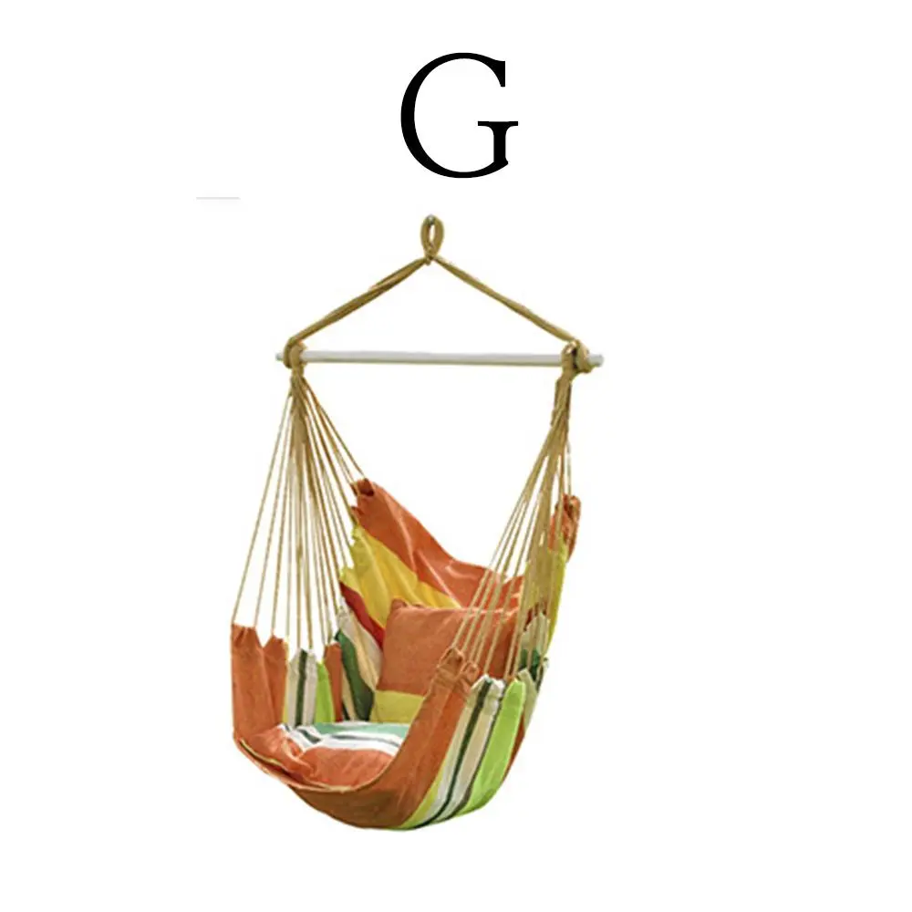 Hammock Chair Hanging Rope Swing with 2 Pillow for Indoor or Outdoor Camping Use (G)