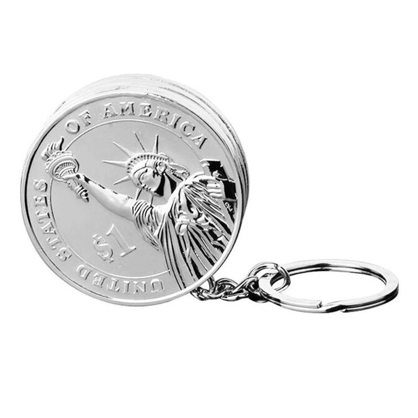 Fashion Gas Cigarette Lighters Key Ring Coin Shape Cigarette Lighters  (USD/Silver)