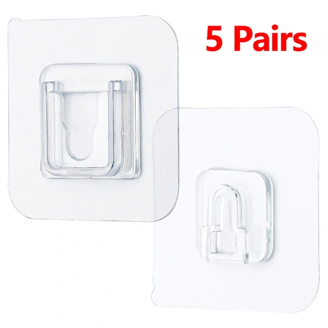 Double-Sided Adhesive Wall Hooks Hanger Strong Transparent Hooks Suction Cup Sucker 5 Pairs