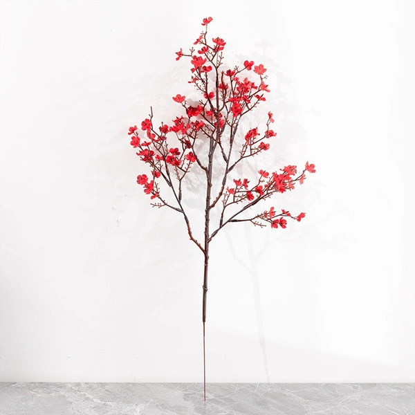 Gypsophila Artificial Flowers White Branch Fake Plants Long Bouquet Home Decoration (Red)