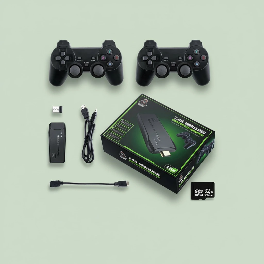 4K TV Video Game Console with 2.4G Wireless Controller Retro Game Console w/2pcs Gamepad (32G)