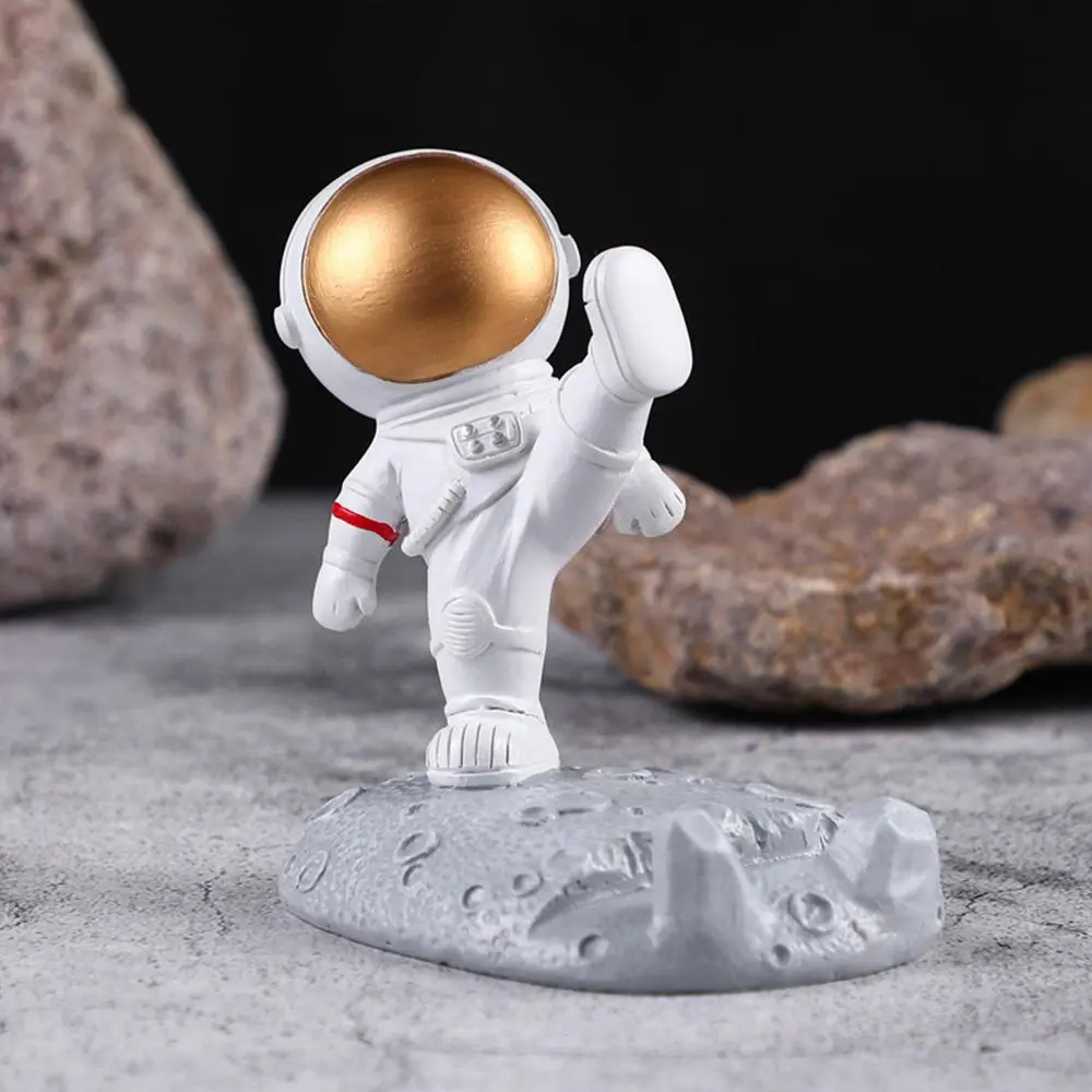 Universal Mobile Phone Holder Resin Astronauts Ornaments Crafts Desktop Cell Phone Stand (A)