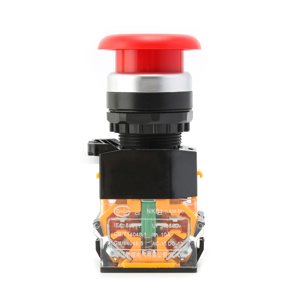 Self-resetting Push Button Switch Industrial Emergency Stop Switch Mini Mushroom On-Off (Red)