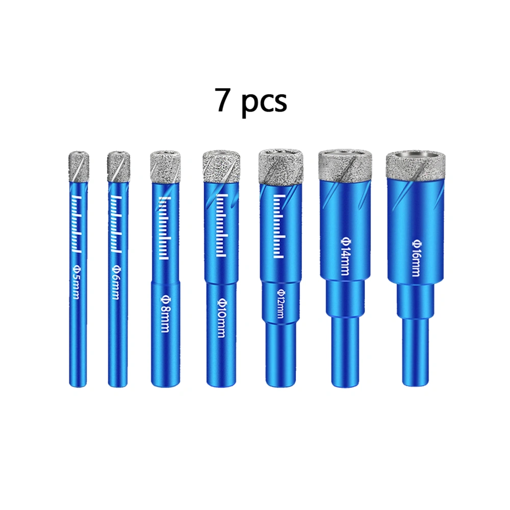 7pcs Drill Hole Saw Bit 5-16mm Cutting Bits Diamond Coating for Tile Marble Ceramic Dry Drill