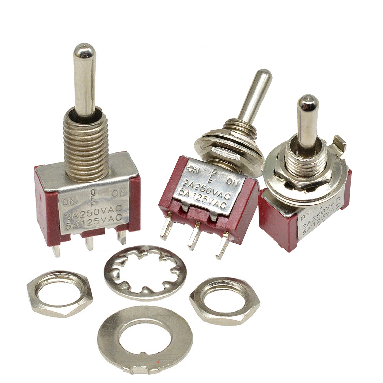 10pcs 3 Pins MTS-123 Self-reset Toggle Switch 13*7mm 125V/5A 250V/2A Rocker Power Toggle Switch