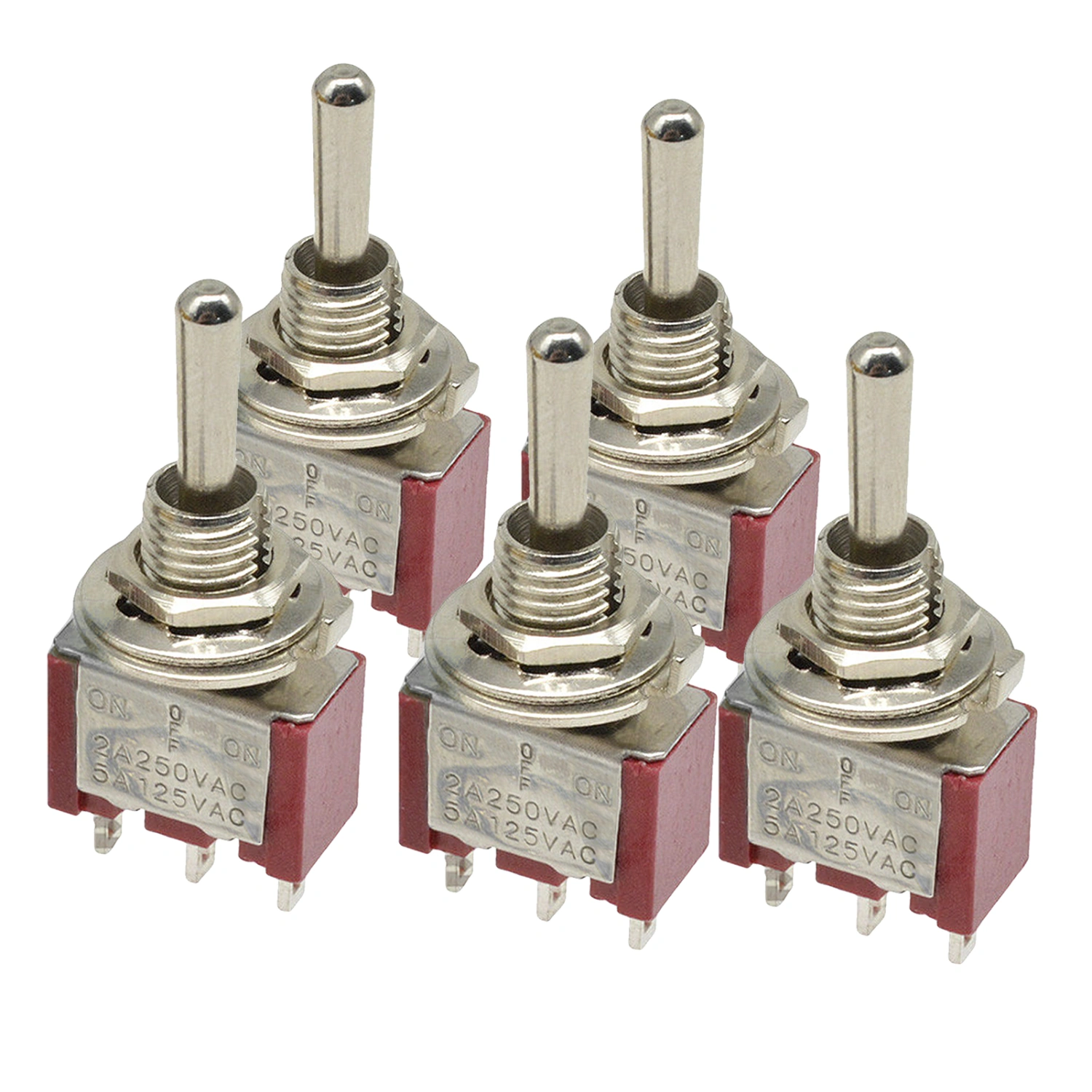 10pcs 3 Pins MTS-123 Self-reset Toggle Switch 13*7mm 125V/5A 250V/2A Rocker Power Toggle Switch