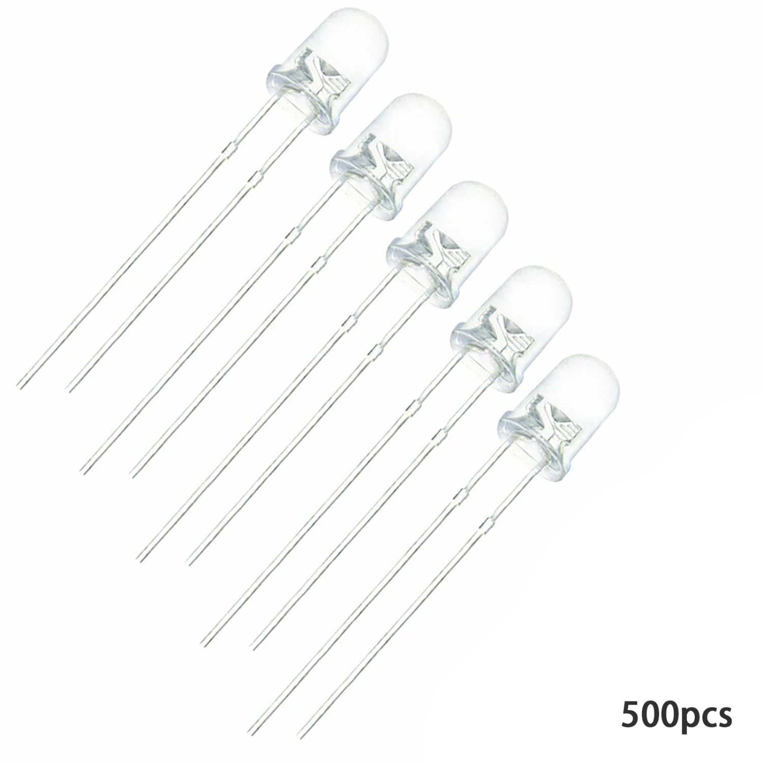 200pcs 5mm Round Head LED Diode 2Pin Light Emitting Diode (White 5mm)