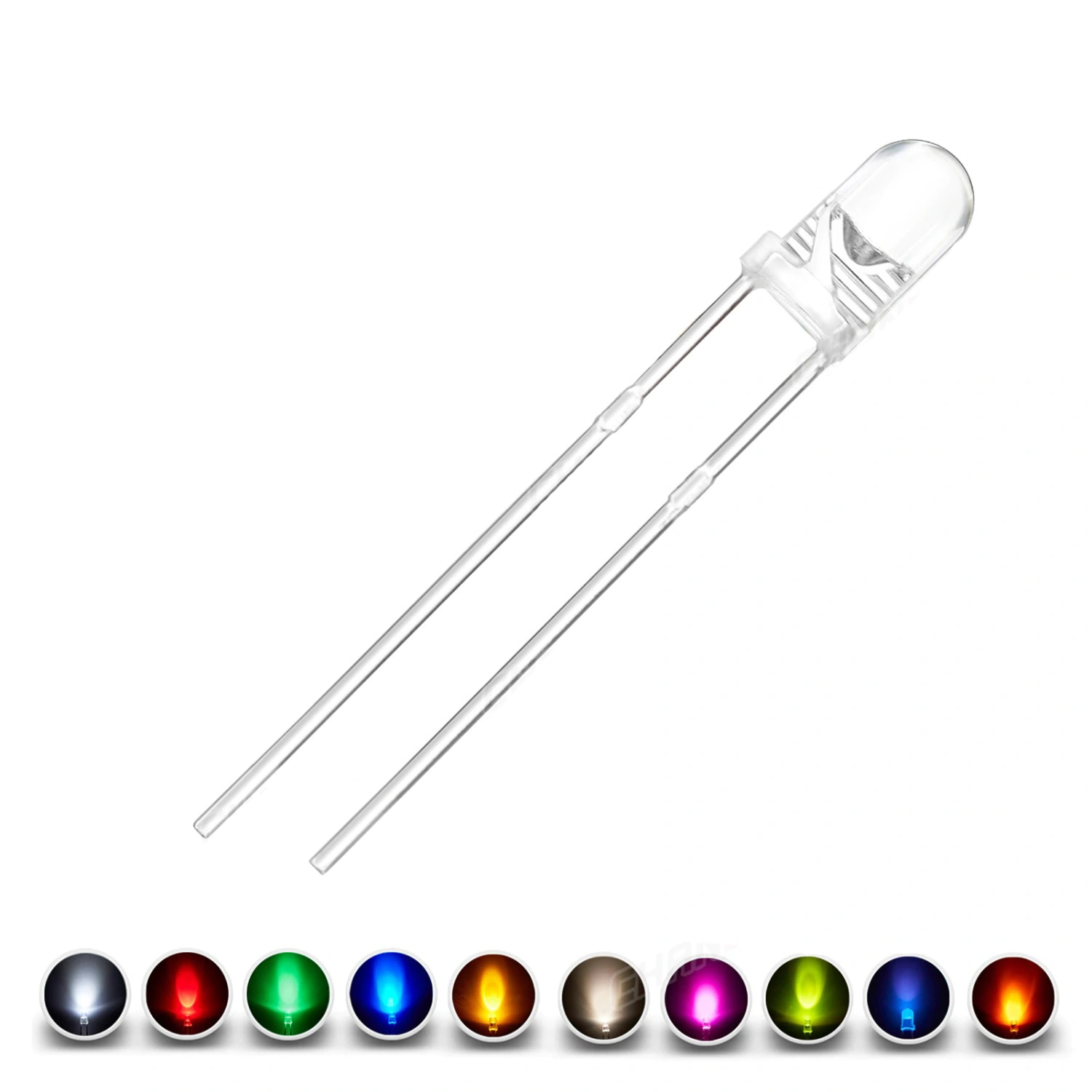200pcs 5mm Round Head LED Diode 2Pin Light Emitting Diode (White 5mm)