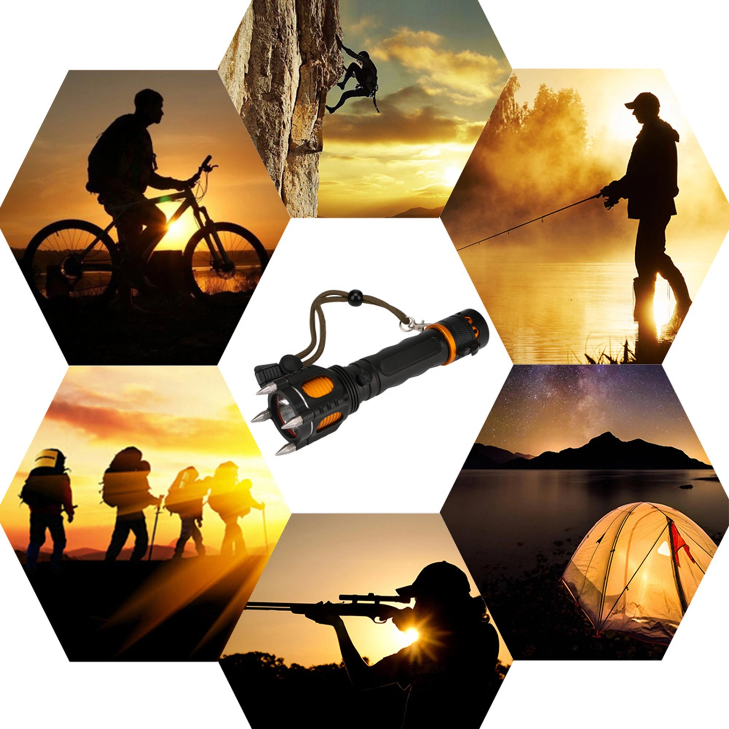 LED Flashlight 800lm Rechargeable Flashlight 5 Levels Brightness Torch For Camping Emergency