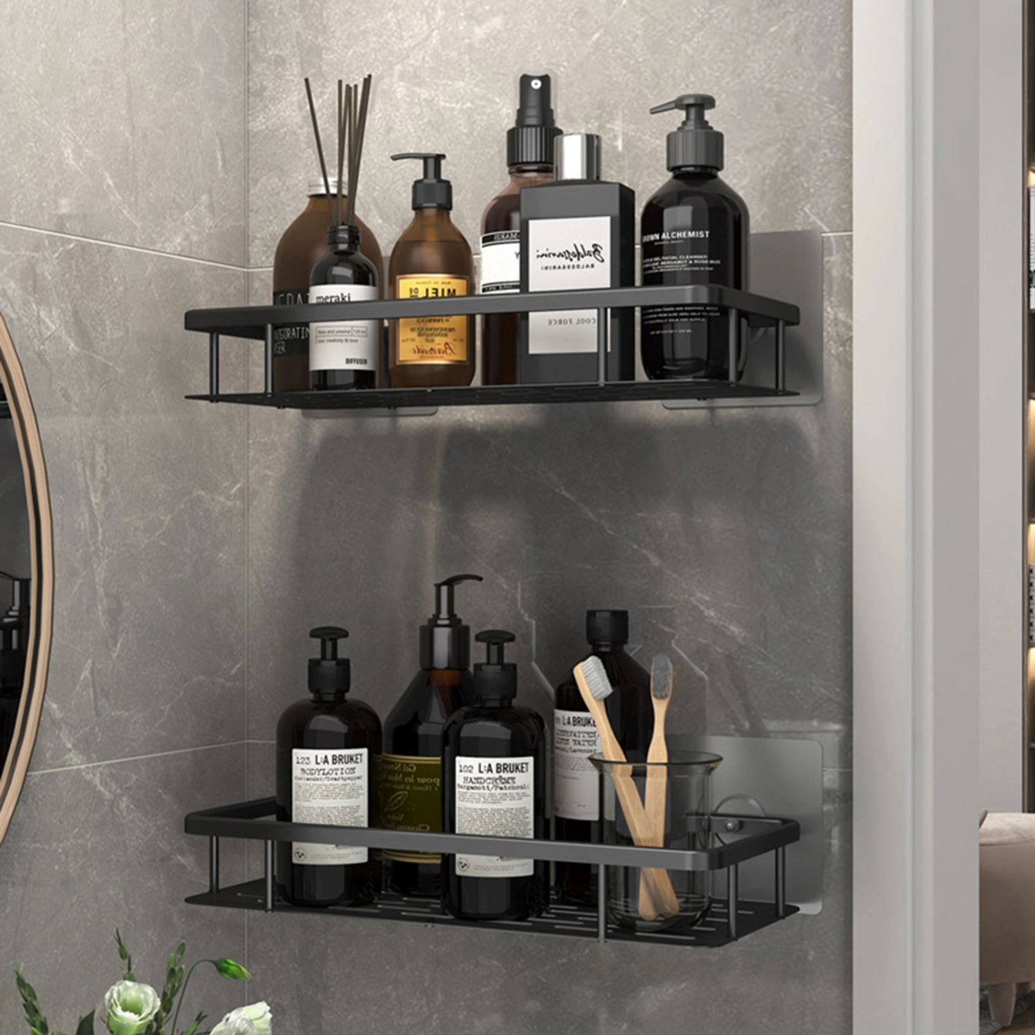 Bathroom Shelves Wall Mounted Corner Shelf Shower Storage Rack Shampoo Holder Toilet Organizer