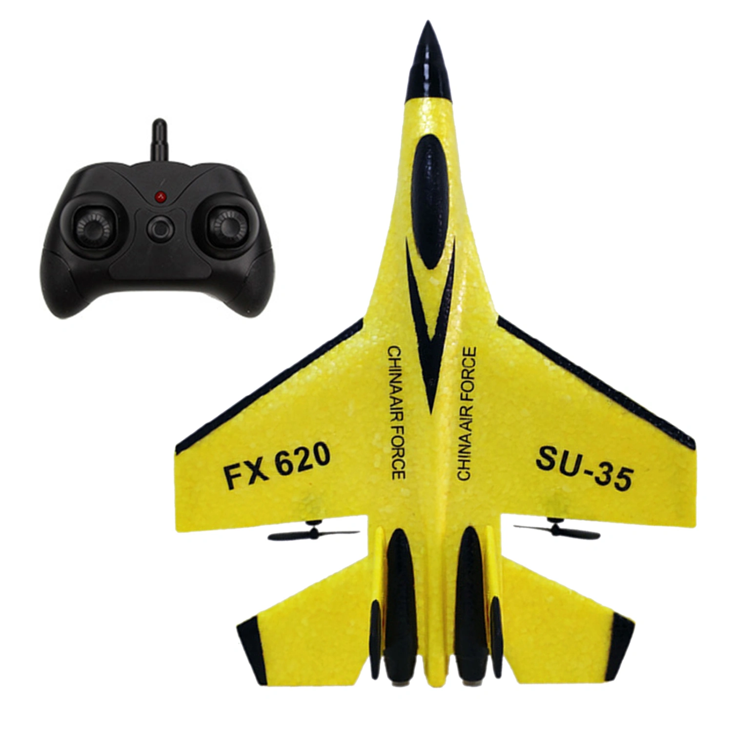 SU35 2 Channel RC Aircraft Fixed Wing Glider Remote Control Airplane Model w/Light Toys(Yellow)
