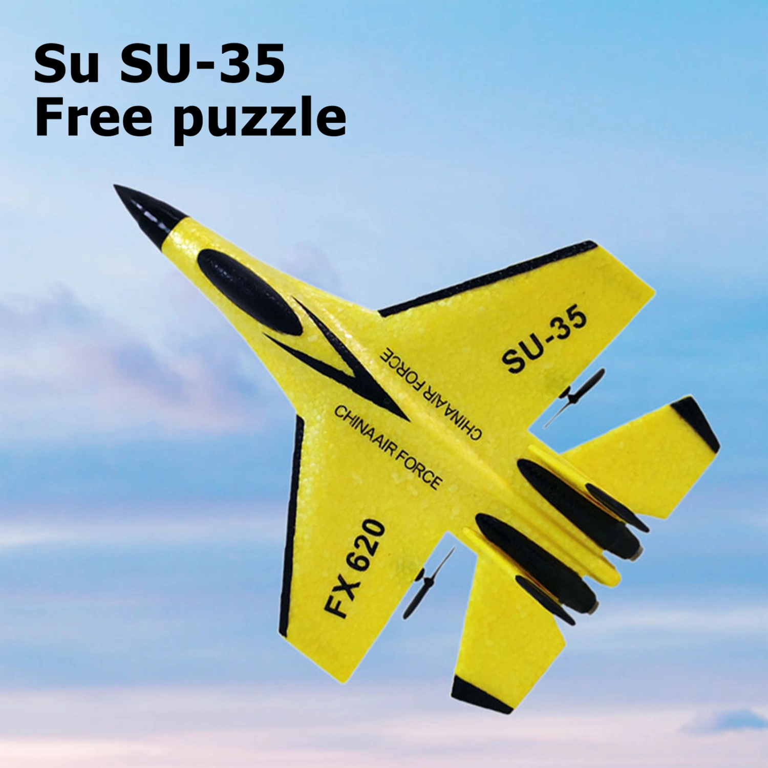 SU35 2 Channel RC Aircraft Fixed Wing Glider Remote Control Airplane Model w/Light Toys(Yellow)