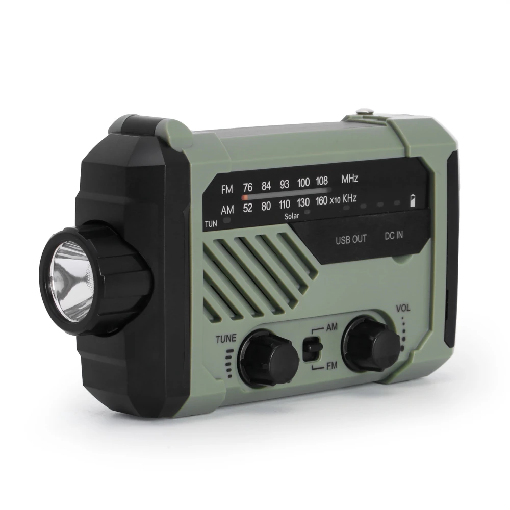 Solar Radio AM/FM Hand Crank Dynamo Radio USB Rechargeable Outdoor Camping Emergency Flashlight