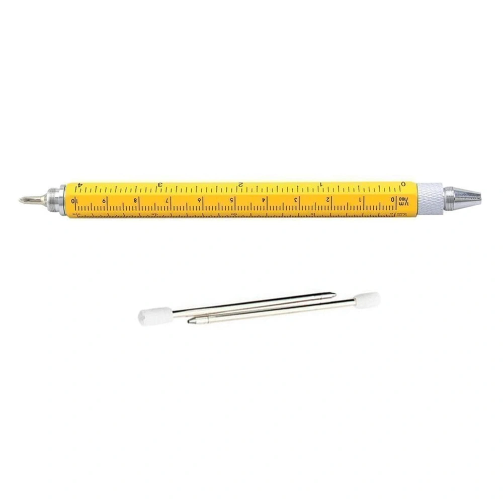 6 in 1 Tool Ballpoint Pen with Ruler Level Stylus Flat-head and Phillips Screwdriver