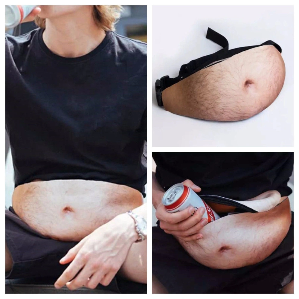 Funny Fanny Pack Waist Bag Dad Bod Bag Daily Waterproof Fake Beer Belly Bag Gag for Men Gifts