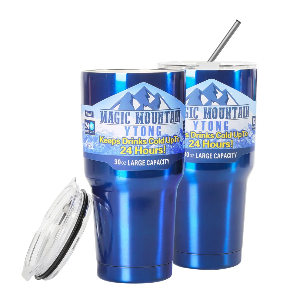 2pcs 30oz Tumbler Stainless Steel Vacuum Insulated Coffee Cup Double Wall Travel Car Mug (Blue)