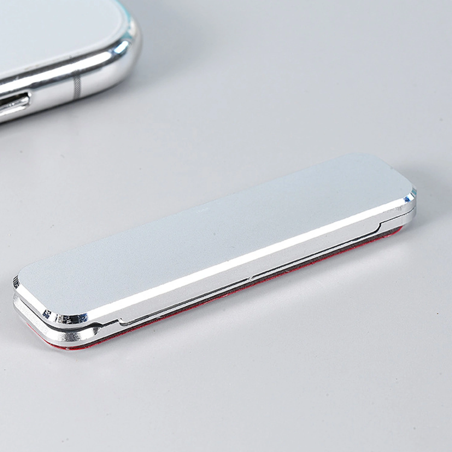 Aluminum Alloy Mobile Phone Holder Portable Mini Foldable Cell Phone Stand with Adhesive Silver