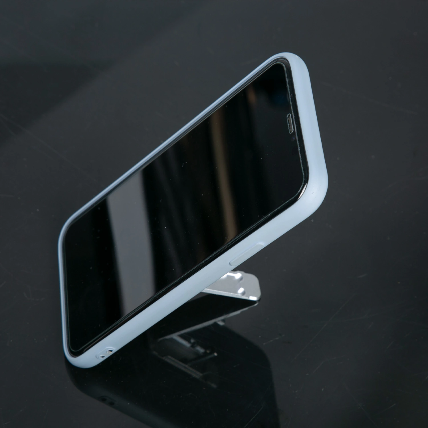 Aluminum Alloy Mobile Phone Holder Portable Mini Foldable Cell Phone Stand with Adhesive Silver