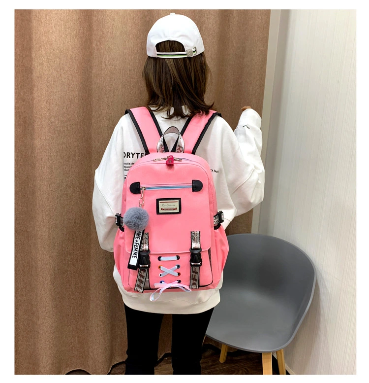 Fashion School Bags Canvas Teenagers Backpack Breathable Girls Schoolbag Large Capacity Women Bookbags