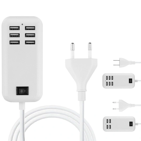 6-Ports Smart Phones Multi-Port Travel USB-Powered Devices Multi-function Wall Charger Power Adapter