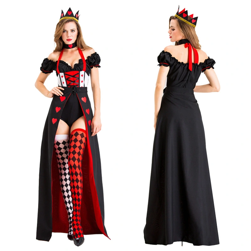 Halloween Wonderland Queen of Hearts Sexy High Fork Trailing Dress