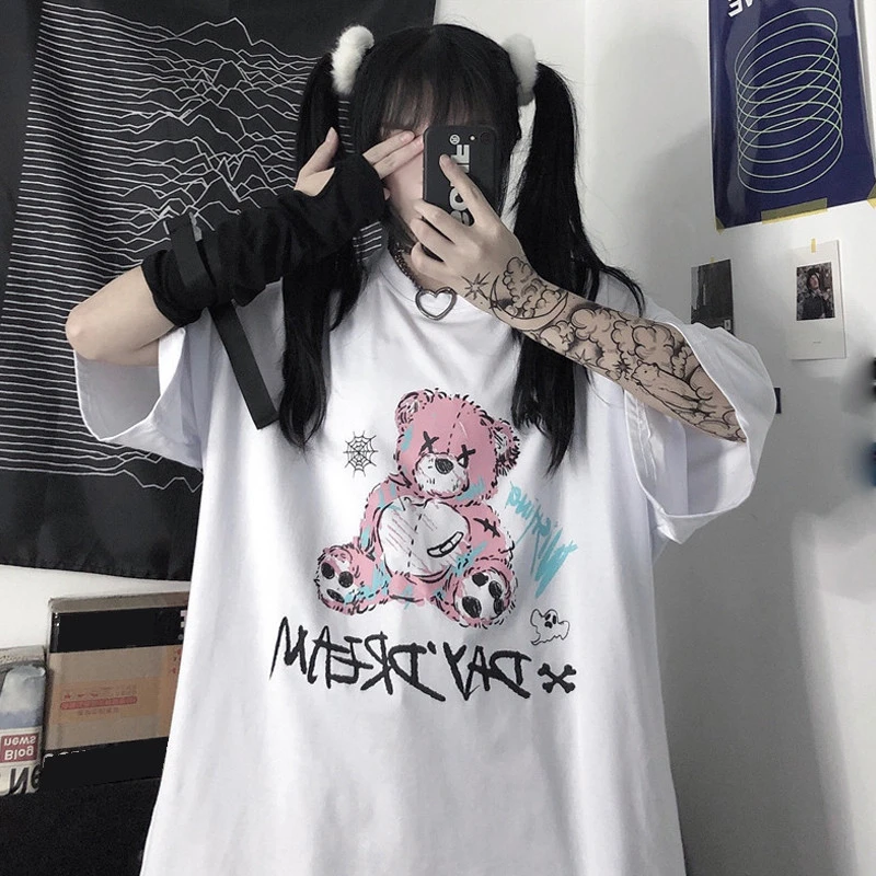 Harajuku Gothic Women's T-shirt Kawaii Unisex Anime T-shirt Hip Hop Summer Top