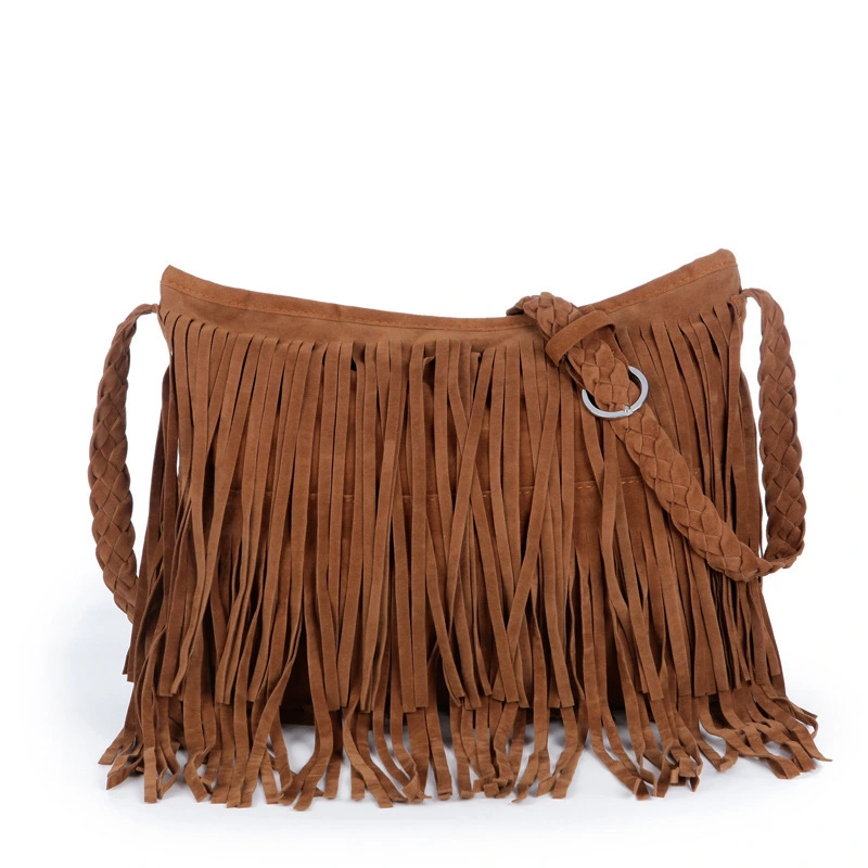 Womens Fashion Faux Suede Fringe Tassel Shoulder Bag Beach Handbags Messenger Bag