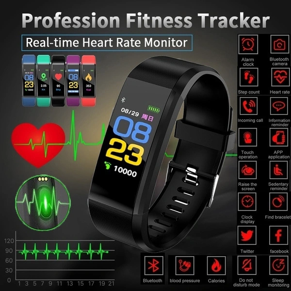 Bluetooth Smart Activity Tracker Color Screen IP67 Waterproof Smart Watch Heart Rate Blood Pressure Moniter Fitness Tracker Smart wristband for Android IOS