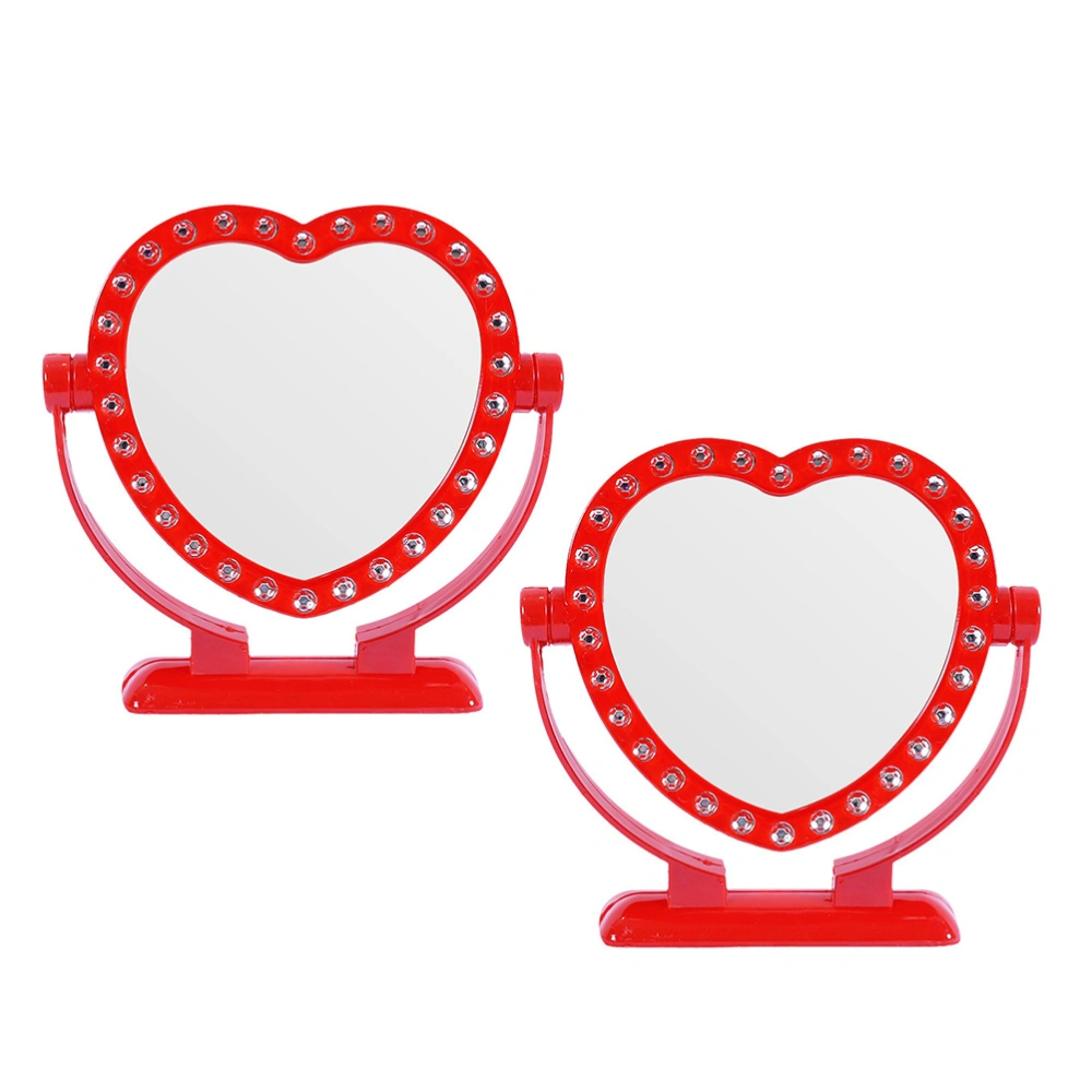 2pcs Romantic Style Single-side Makeup Mirrors Heart-shaped Makeup Mirrors