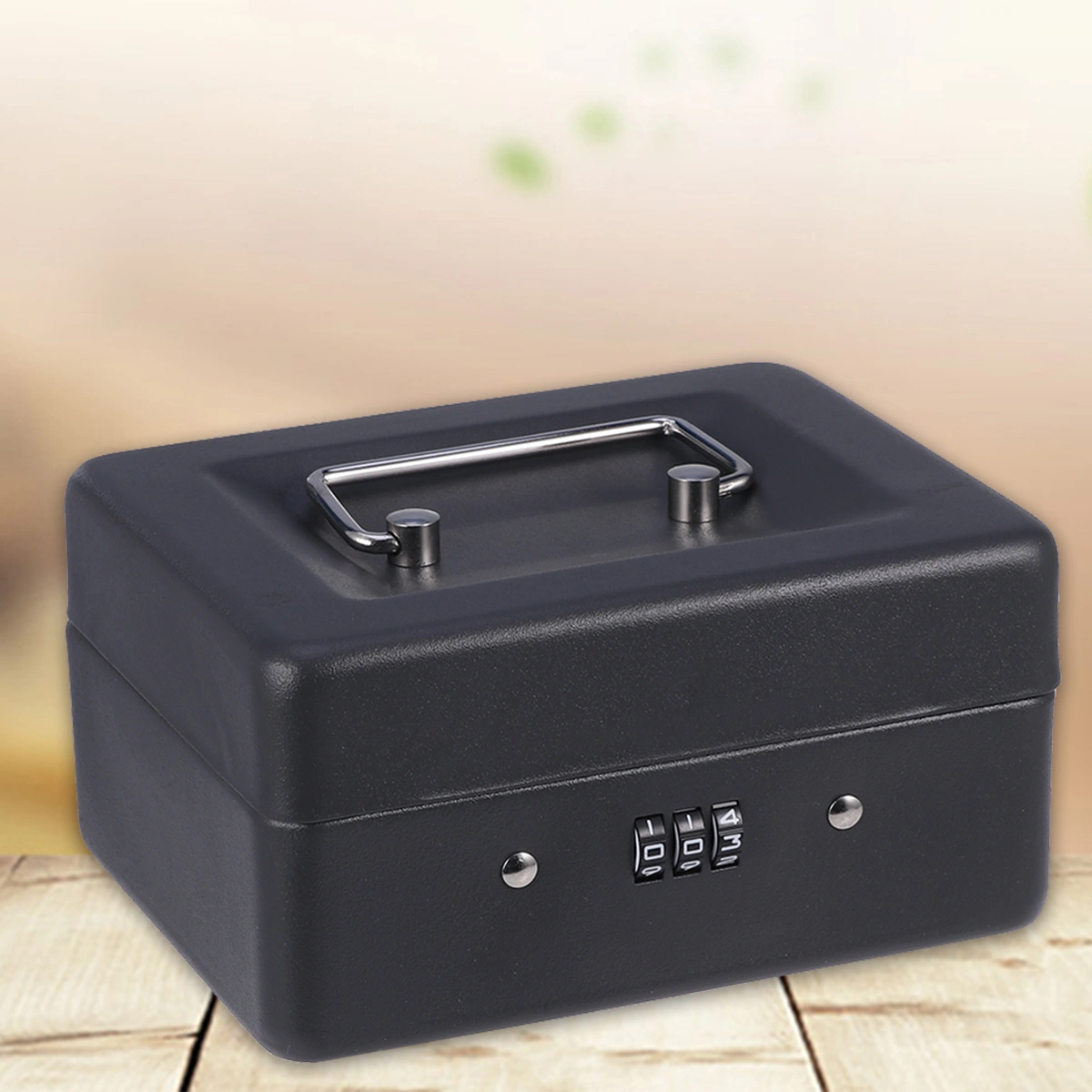 Cash Box with Combination Lock Thicken Durable Cash Box Safety Box Cash Store Cashier Box (Size S, Black)