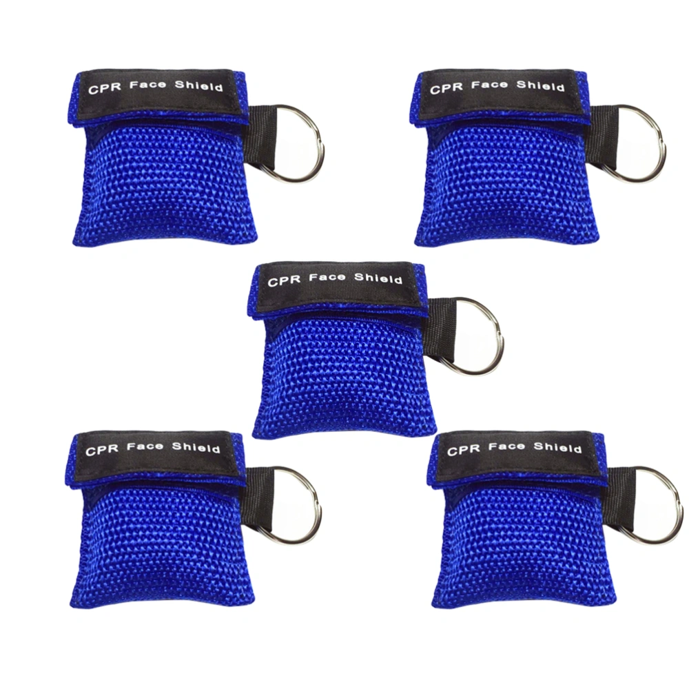 5 PCS CPR First Aid Masks One-way Keychain Kits Portable Emergency Kits (Blue)