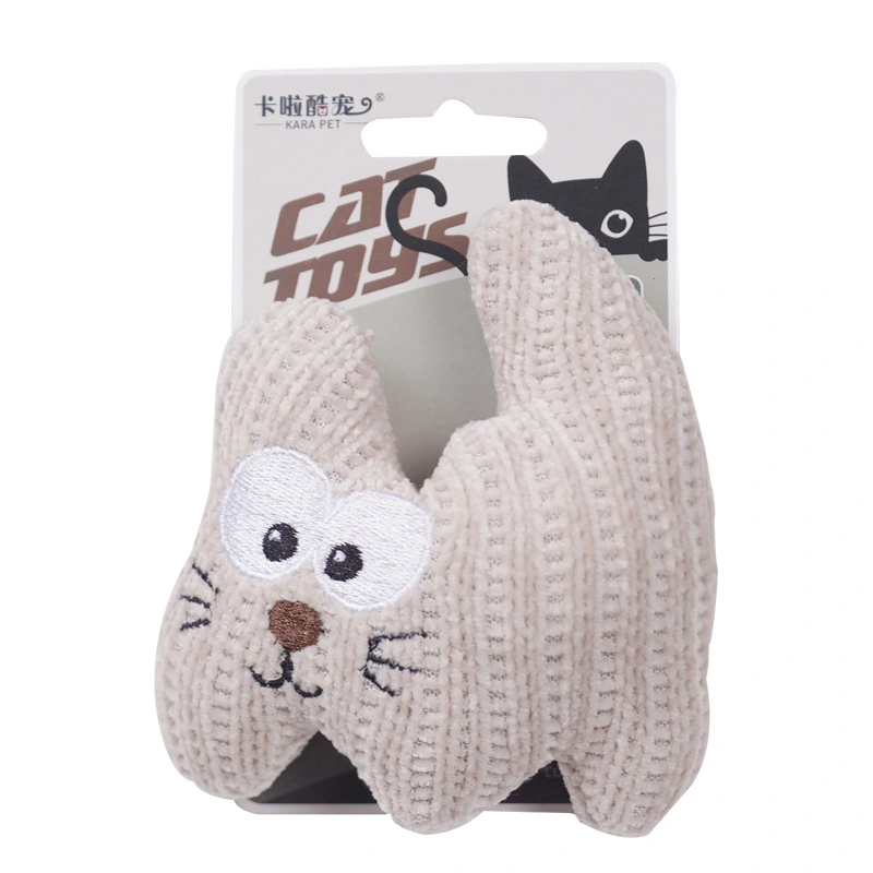 Plush Cat Teasing Toy Household Pet Kitten Chewing Toy Cartoon Shaped Cat Teething Toy