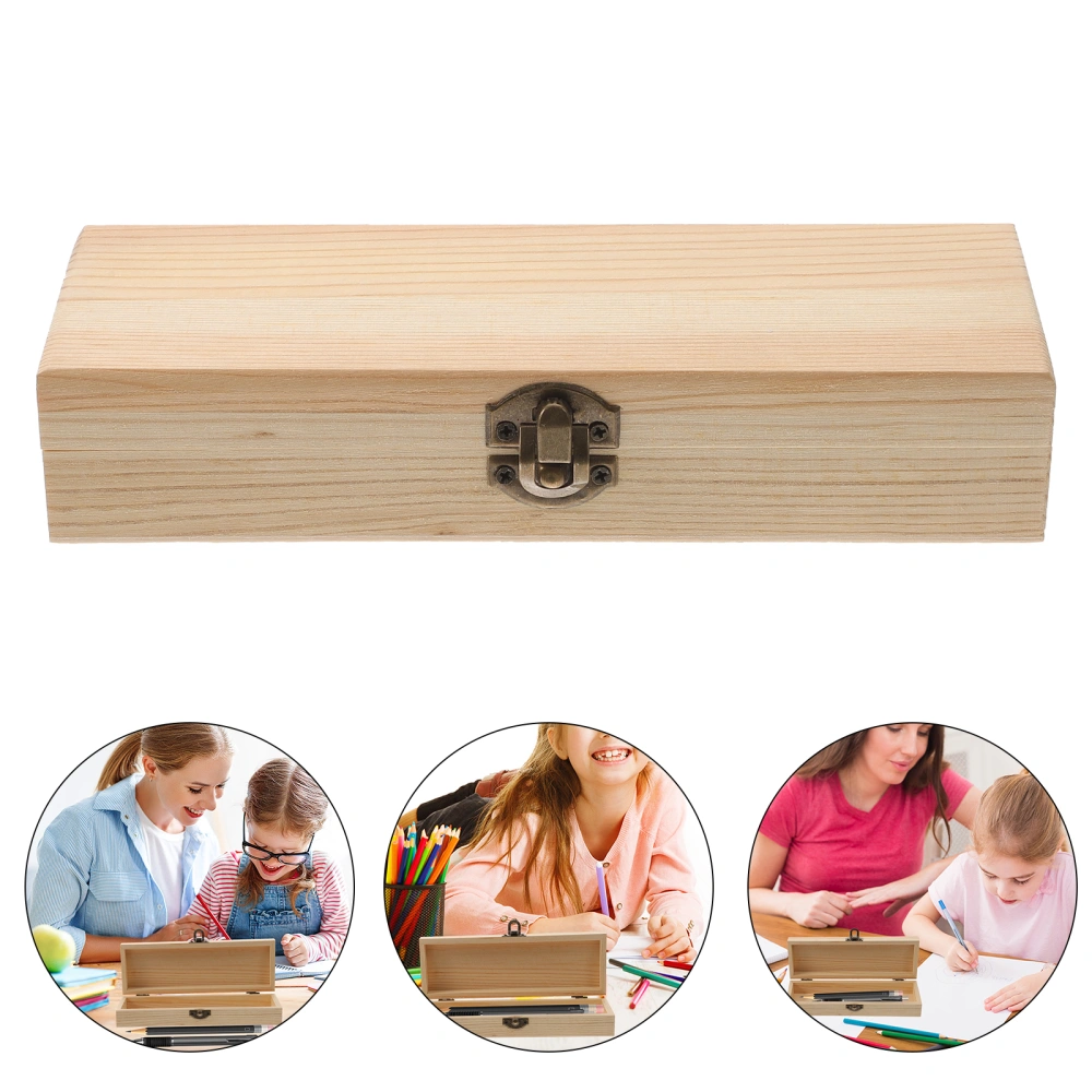 Pencil Box Wooden Pencil Box Wood Pen Storage Container for School Office Bedroom