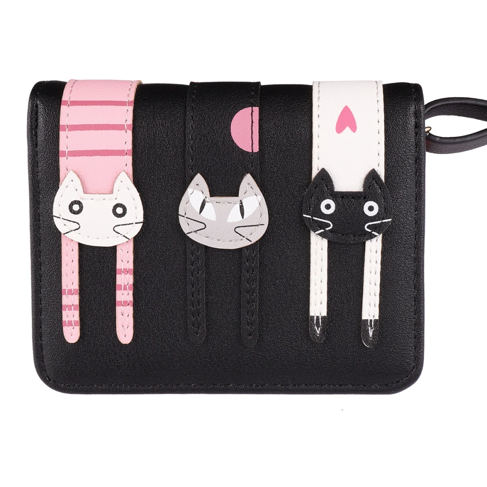 1Pc Women Wallet Short Wallet Cat Pattern Zipper Wallet Short Coin Purse