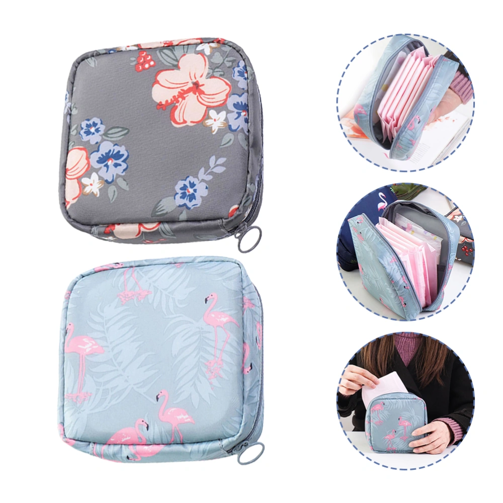 2pcs Convenient Sanitary Napkin Storage Bags Menstrual Pad Containers for Outdoor