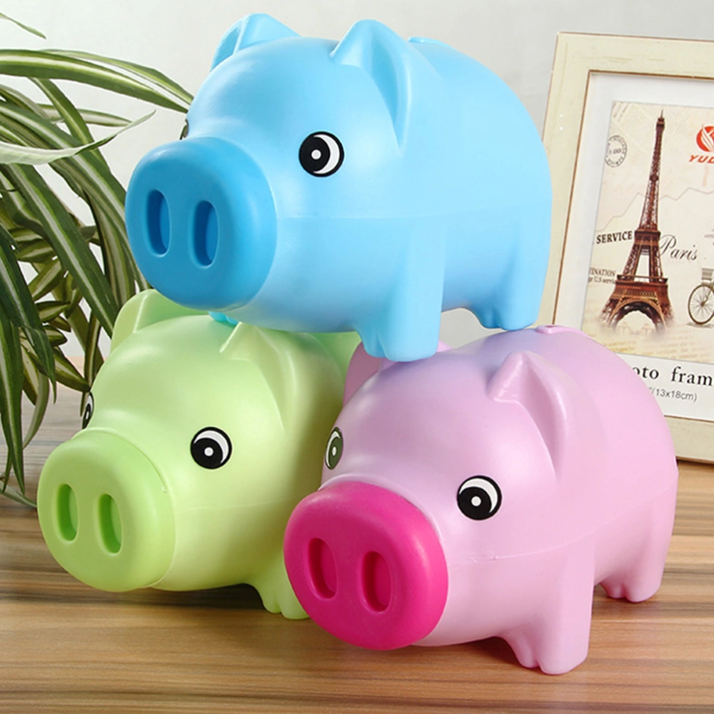 3Pcs Cartoon Pig Shaped Saving Pots Cartoon Plastic Piggy Bank Household Decoration Creative Gift Supplies for Kids Children (Blue Red Green 1 Each, Mixed)