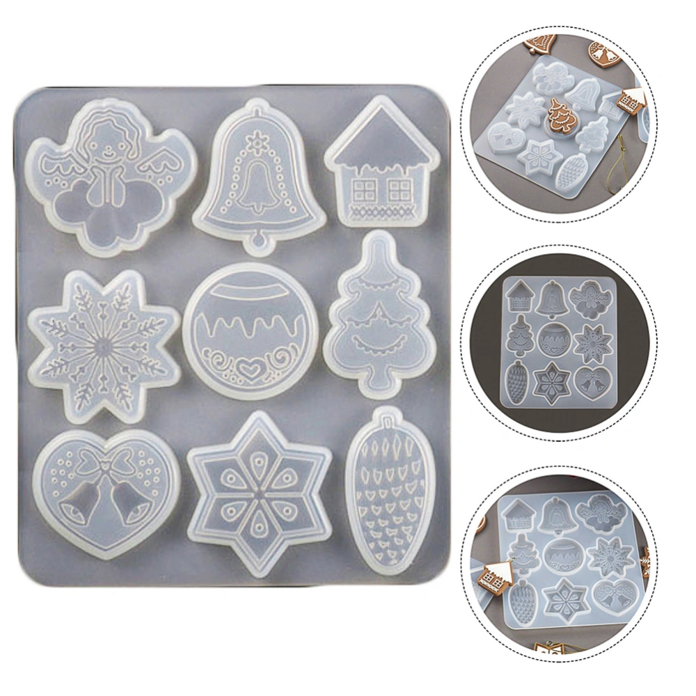 Christmas DIY Crystal Epoxy Mold Xmas Tree Snowflake Elk Pendant Silicone Mold